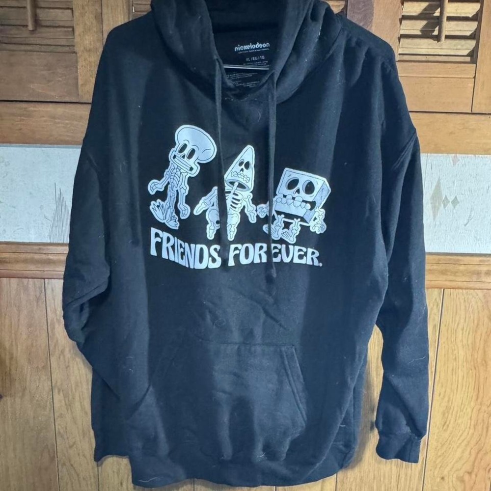 Black Nickelodeon SpongeBob‎ Skeletons friends forever hoodie Size XL